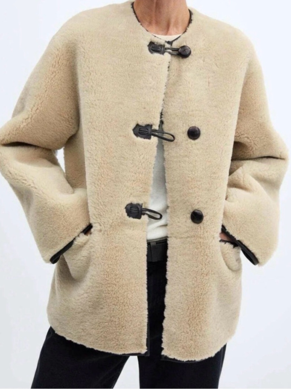 Mango Shearling Toggle Jacket - Picture 2 of 4